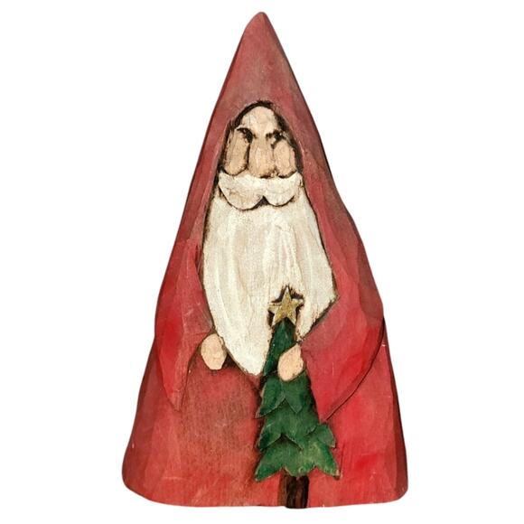 Raynetree Other - 5" 2000 Vintage Wood Carved Woodlands Father Christmas Santa